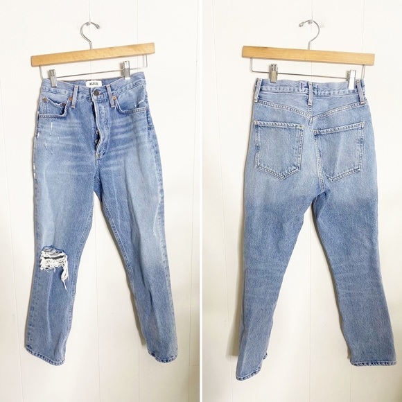 Agolde Jeans Riley High Rise Straight leg Crop Jeans in Endeavor 23 - Picture 3 of 10